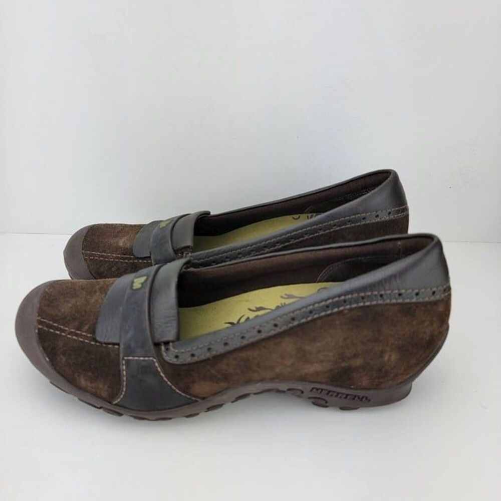 Merrell Womens Size 9 Brown Plaza MOC Dark Coffee Leather Loafer Shoes J46408